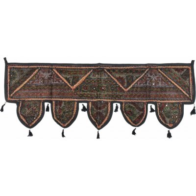 Sanu Babu Závěs nad dveře, řetězová výšivka, sklíčka, bambulky, 103x36cm (ZG) – Hledejceny.cz
