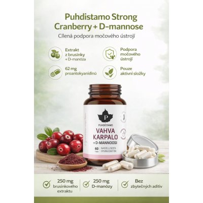 Puhdistamo Strong Cranberry + D-mannose 60 kapslí – Hledejceny.cz