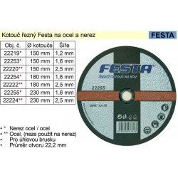 Festa Levior Kotouč řezný 150 x 1,6 x 22,2 mm 22253