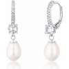 Náušnice JwL Luxury Pearls půvabné stříbrné s pravými perlami a zirkony JL0739