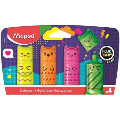 Maped Fluo Peps Mini Kawaii 4 různé barvy 743609 – Hledejceny.cz