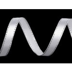 Atlasová stuha s lurexovým okrajem svazky po 5 m šíře 6 mm vánoční Varianta: 1 bílá stříbrná, Balení: 5 m – Zboží Dáma