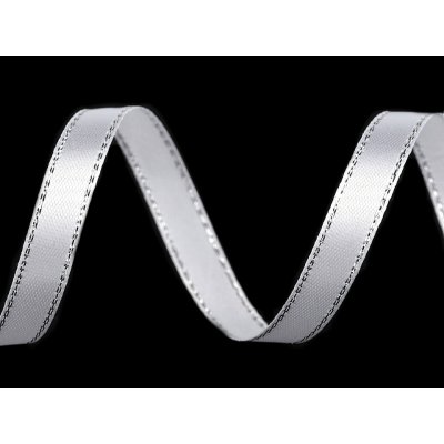 Atlasová stuha s lurexovým okrajem svazky po 5 m šíře 6 mm vánoční Varianta: 1 bílá stříbrná, Balení: 5 m – Zboží Dáma