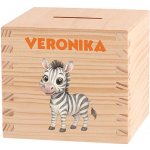 ČistéDřevo Dětská dřevěná pokladnička - Africké dobrodružství Zvolte zvířátko: Zebra – Zboží Mobilmania