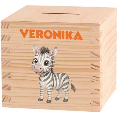 ČistéDřevo Dětská dřevěná pokladnička - Africké dobrodružství Zvolte zvířátko: Zebra – Zboží Mobilmania