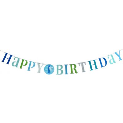 Girlanda 1. narozeniny Happy Birthday modrá 182 cm – Hledejceny.cz