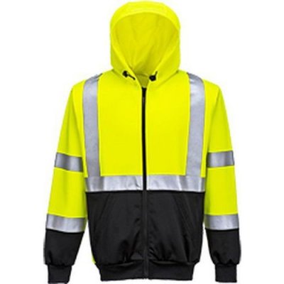 Portwest Reflexní mikina Hi-Vis na zip s kapucí žlutá/černá 91227