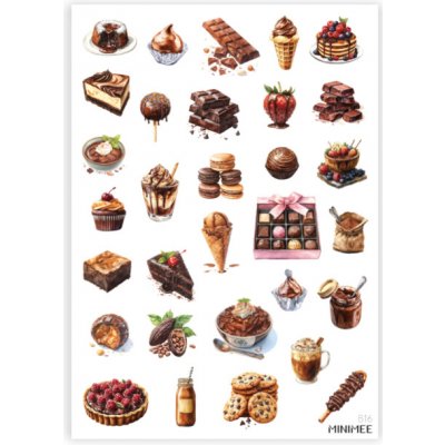 MINIMEE Papírové samolepky v aršíku A5 Čokoládové pokušení – Sleviste.cz