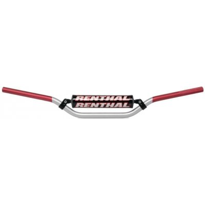 RENTHAL řídítka 7/8 CALA 22mm MX HANDLEBAR SILVER/RED RC PADDED, barva stříbrná/červená s hrazdou HONDA XR400R rok 96-04