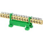 Eleman 1000010 Můstek PE 15 (svorkovnice 15x16mm2), nekrytý IP00, zelený, 63A, na DIN – HobbyKompas.cz