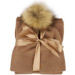 Vlnka Dámský vlněný set nákrčník a čepice s bambulí hnědá – Zboží Dáma