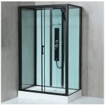 WellMall GLASS 120x80 Černý Masážní sprchový box obdélníkový – Zboží Mobilmania