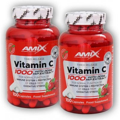 Amix 2x Vitamin C 1000 mg + Rose Hips 100 kapslí – Hledejceny.cz