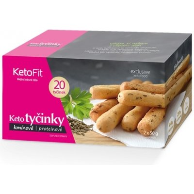 KetoFit Keto slané tyčinky s kmínem 20 ks 100 g – Zboží Mobilmania