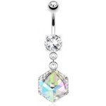 Piercingate piercing do pupíku krystalická kostka PBV00575 čirá – Zboží Dáma