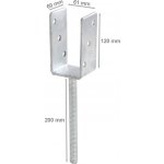 Domax patka sloupku "U" Zn PSU - 61x324x120mm PS60U – Sleviste.cz