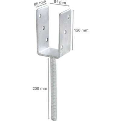 Domax patka sloupku "U" Zn PSU - 61x324x120mm PS60U – Sleviste.cz