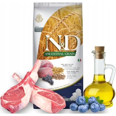 N&D Ancestral Grain Puppy Medium & Maxi Lamb & Blueberry 12 kg – Zboží Dáma