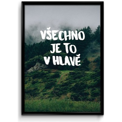 Motivační plakát (obraz) česky Všechno je to v hlavě Číča v kleci