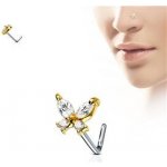 Šperky4U zahnutý piercing do nosu motýlek N0082-GDC – Sleviste.cz