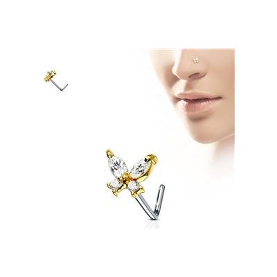 Šperky4U zahnutý piercing do nosu motýlek N0082-GDC – Sleviste.cz