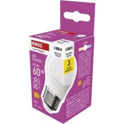 Emos LED žárovka Classic Mini Globe E27 6,5 W 60 W 806 lm neutrální bílá ZQ6E43