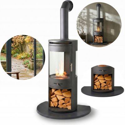 Oko volně stojící bio krb 80 x 159,5 x 57,4 cm šedý – Zboží Mobilmania
