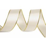Atlasová stuha s lurexovým okrajem šíře 25 mm, střední, 101 krémová světlá zlatá – Hledejceny.cz
