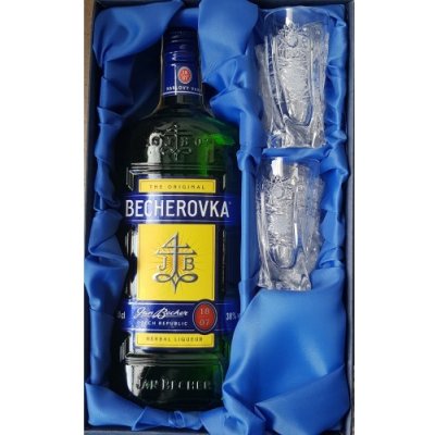 Bohemia Crystal Becherovka set Becher 0 5l broušené sklenice na likér 2 ks 50 ml