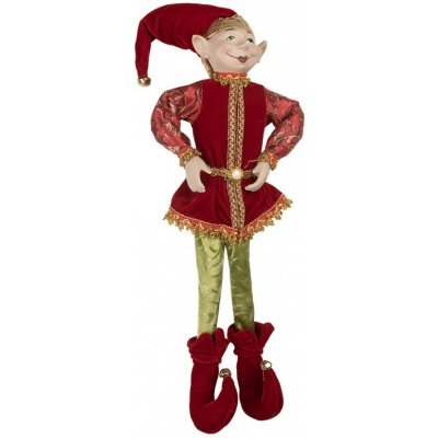 Vánoční dekorace skřítek Elf v červeném obleku - 10*6*46 cm - Clayre & Eef – Hledejceny.cz