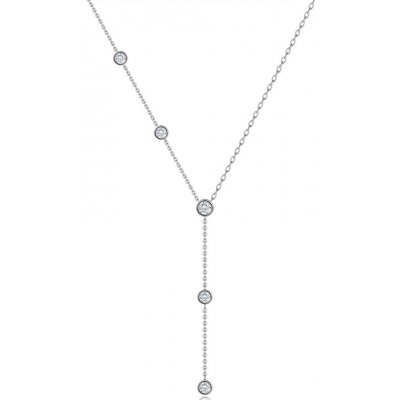 Šperky eshop Stříbrný náhrdelník s čirými zirkony a dvěma typy řetízků S14.08 – Zboží Mobilmania