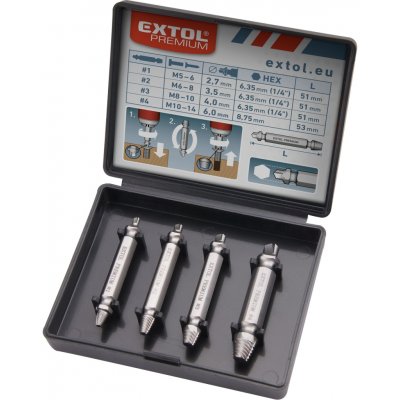 EXTOL PREMIUM vytahovák zalomených šroubů sada 4ks, M5-14, HSS – Hledejceny.cz