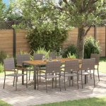 Omaxi 455321 Zahradní jídelní souprava 9 pcs Šedá 190 x 90 x 75 cm polyratan – Hledejceny.cz