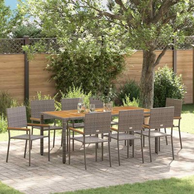 Omaxi 455321 Zahradní jídelní souprava 9 pcs Šedá 190 x 90 x 75 cm polyratan – Hledejceny.cz