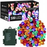 SPRINGOS LED světelný řetěz 10m 100LED 8 funkcí časovač 3xAA IP44 multicolor – Hledejceny.cz