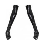 Sexy dlouhé lesklé PVC lack prstové rukavice Černá 6825 – Zboží Dáma