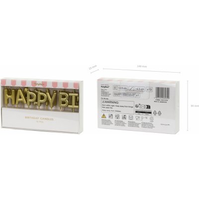 PartyDeco svíčky Happy Birthday zlaté – Zboží Dáma