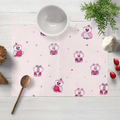 Biante bavlna prostírání Sandra SA-726 Růžové sovičky na bledě růžovém 30x40 cm – Sleviste.cz