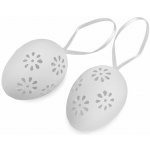 Velikonoční děrovaná vajíčka k zavěšení / domalování, barva bílá – Sleviste.cz