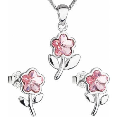 Pavona sada s krystaly Swarovski náušnice řetízek a přívěsek růžová kytička 39172.3 light rose – Zboží Mobilmania