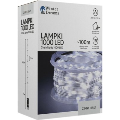 Pro-Tech shop Světelný řetěz micro LED na cívce 1000 diod studená bílá 100m 69824 – Hledejceny.cz