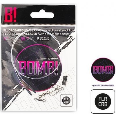 Delphin Návazec Fluorocarbon BOMB! s obratlíkem a karabinkou 18 kg 45 cm 2 ks – HobbyKompas.cz