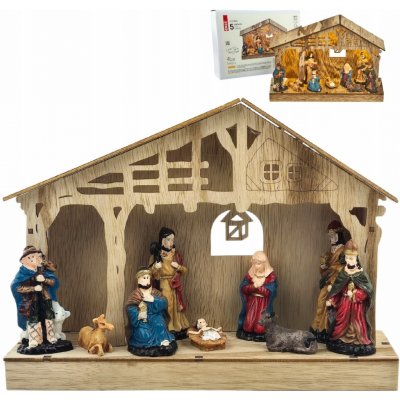 Emos LED dřevěná dekorace vánoční betlém 5 LED 19cm 3×AA časovač teplá bílá DCWW14 – Sleviste.cz