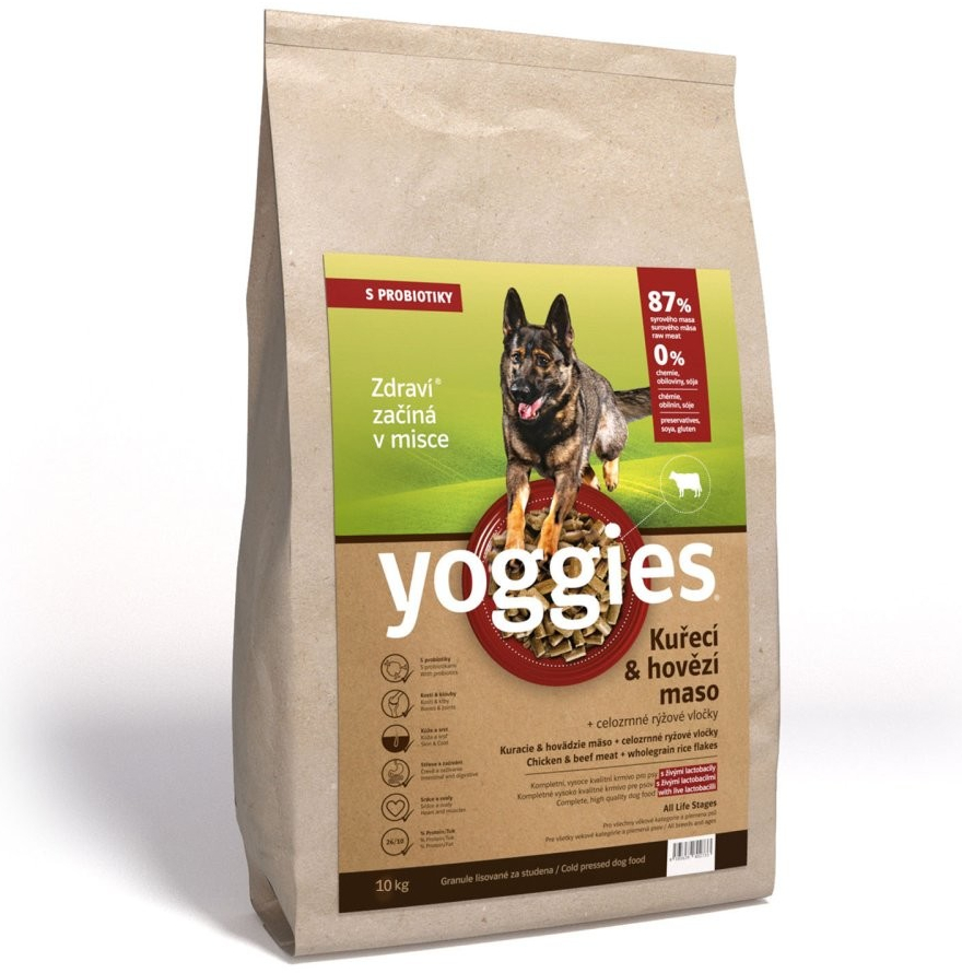 Yoggies granule lisované za studena s probiotiky Kuřecí & hovězí maso 10 kg