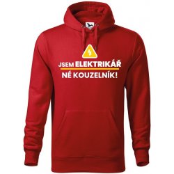 Mikina Jsem elektrikář, né kouzelník! Červená Canvas mikina