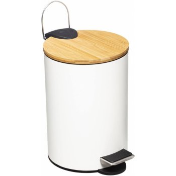 5five Simply Smart Odpadkový koš do koupelny s bambusovým víkem MODERN bílý  3 l od 379 Kč - Heureka.cz