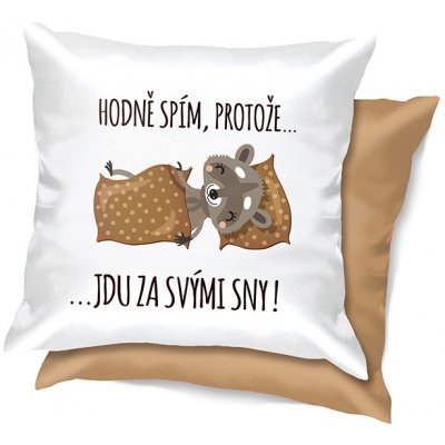 Nekupto Vtipný polštář Hodně spím protože jdu za svými sny! 30x30 – Zboží Dáma
