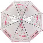 Dětský průhledný vystřelovací deštník kočka 4 pink – Zboží Dáma