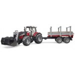 Bruder 2046 Massey Ferguson 7480 s nakladačem a přívěsem na dřevo – Zbozi.Blesk.cz