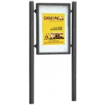 PROCITY Jednostranná vitrína Carrefour 1255x900 mm, včetně sloupků, šedá PRO | Zboží Auto